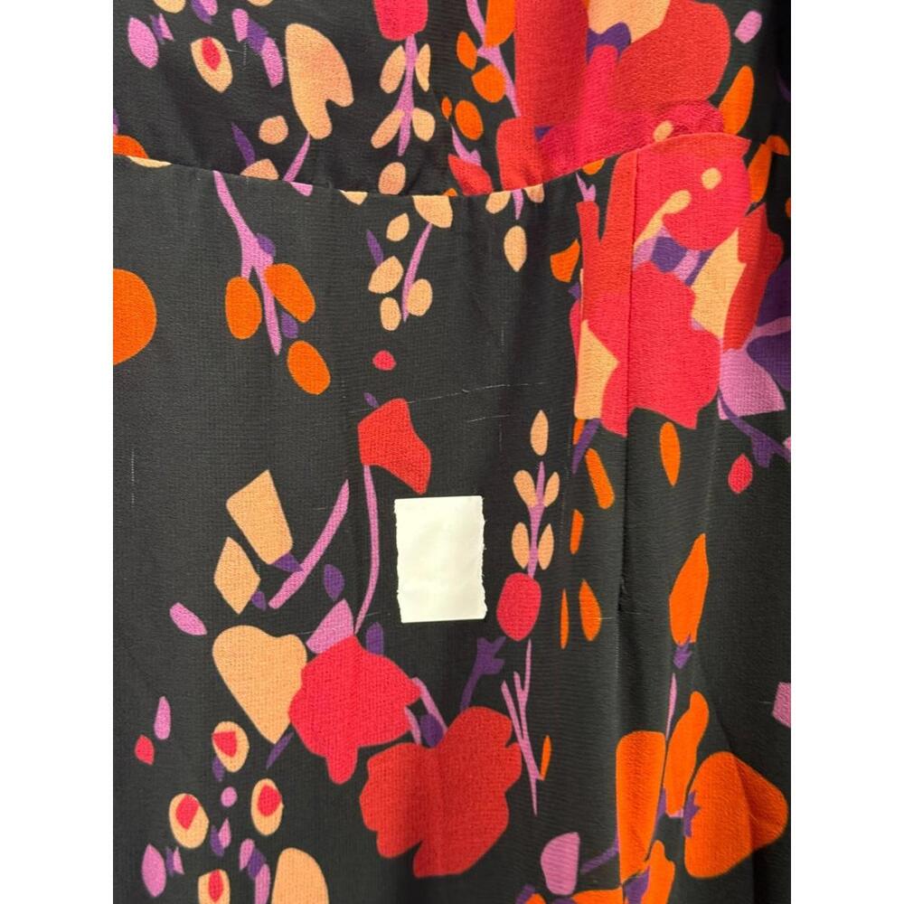 Slate & Willow Black Floral Midi Wrap Dress Size M with Fabric Pull - Picture 7 of 9
